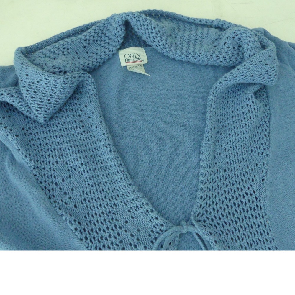 Only Necessities Open Knit Cardigan 1X Flowy Crochet Tie Lightweight Office - Picture 2 of 7